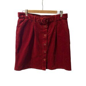 NEW MODCLOTH WINTER BERRY CORDUROY BELTED SKIRT SZ XL